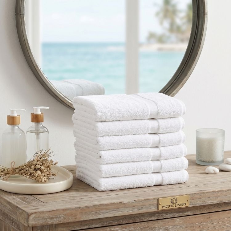 Pacific Linens 22×44 Hotel Bath Towels, 12-Pack – 100% Cotton, 6 lb/Dozen Commercial Towels 1 commercial white bath towels