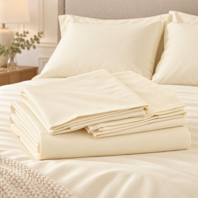 Pacific Linens 300 TC Poly-Cotton Percale 4-Piece Bed Sheet Set – Deep Pocket up to 16" 1 Pacific Linens 300 TC poly cotton 4 piece bed sheet set