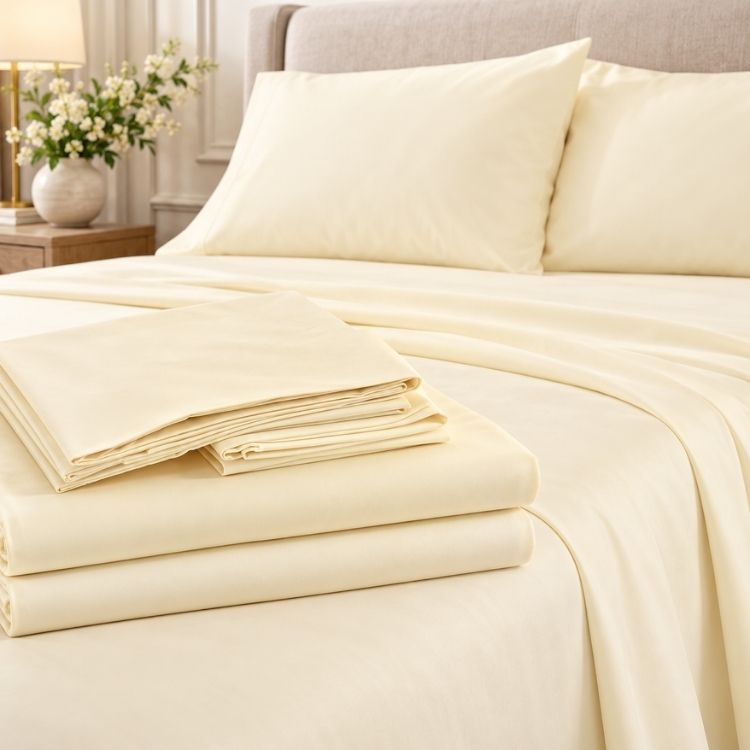 Pacific Linens 300 TC Poly-Cotton Percale 4-Piece Bed Sheet Set – Deep Pocket up to 16" 3 4 piece poly cotton sheet set