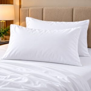Pacific Linens Pillowcases White 12 Pack Percale Fabric Hotel Linens 180-TC