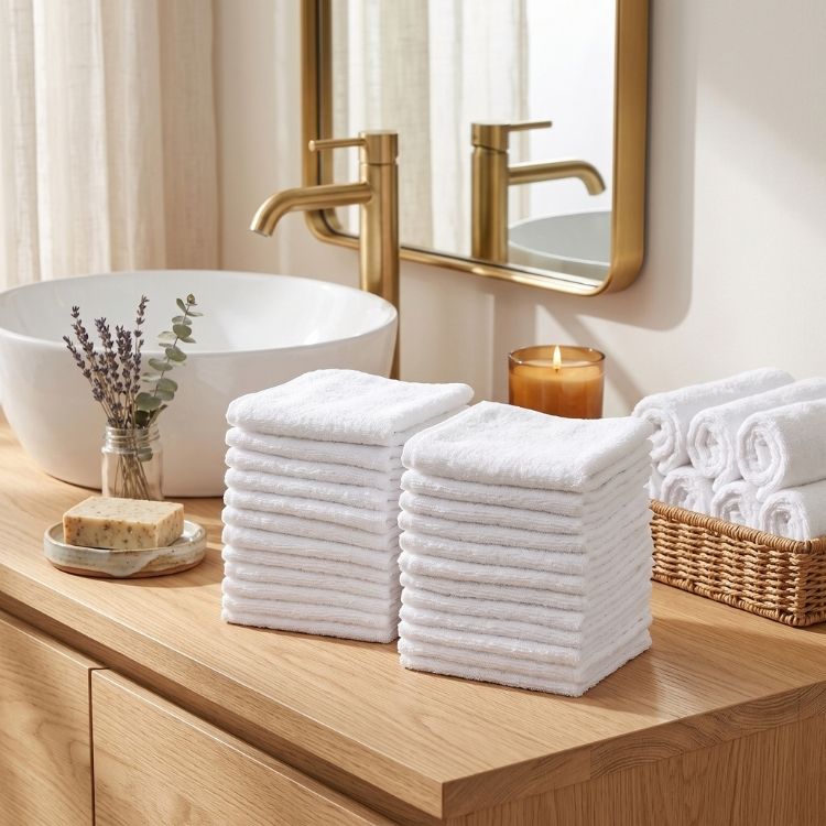 Pacific Linens 12×12 White Washcloths – 100% Cotton, 1 lb/Dozen Commercial Face Towels 4 hotel washcloths bulk