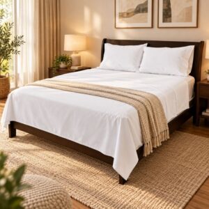 180 TC white hotel fitted sheets 55 45 cotton polyester Pacific Linens