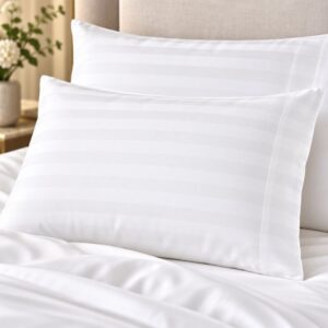 white 100 cotton stripe pillowcases 2 pack Pacific Linens