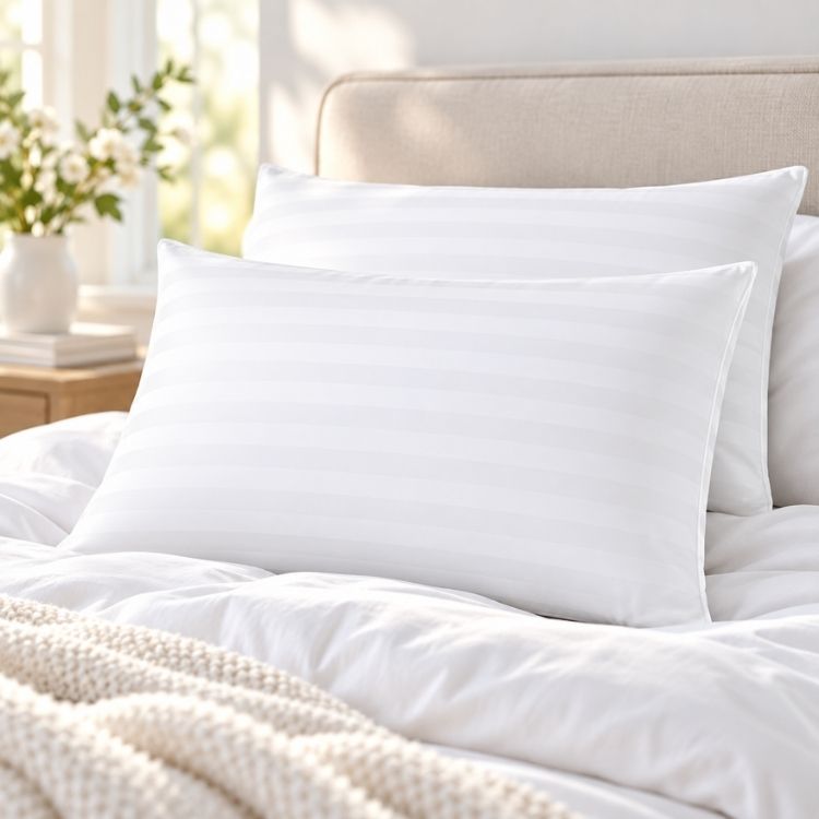 Pacific Linens White 100% Cotton Stripe Pillowcases, 2-Pack – Standard, Queen & King Sizes 5 white cotton pillowcase 1 inch woven stripe detail