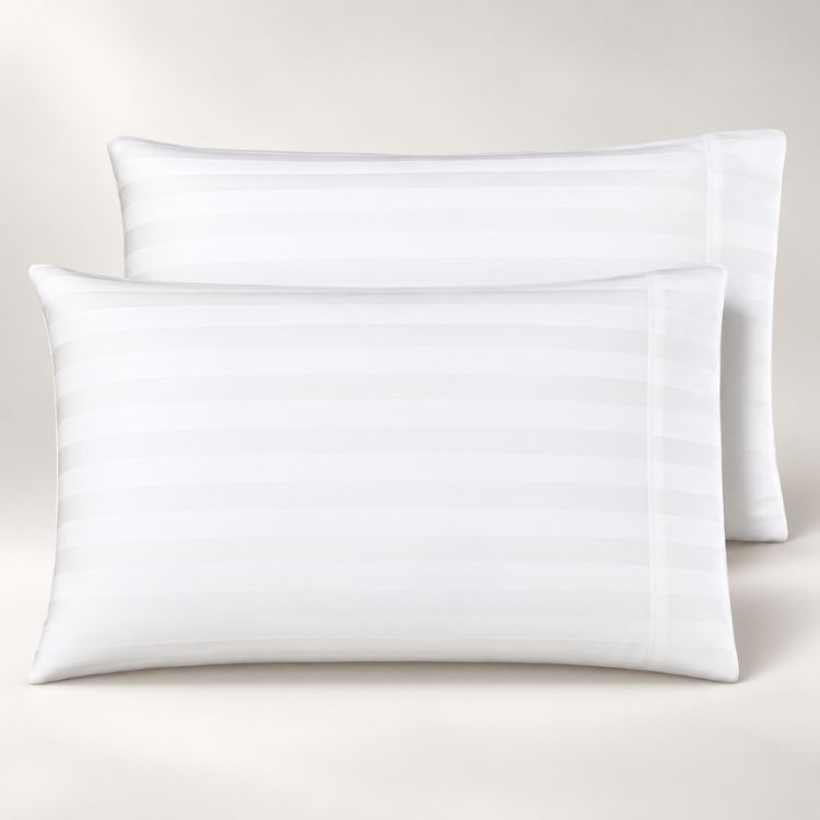 Pacific Linens White 100% Cotton Stripe Pillowcases, 2-Pack – Standard, Queen & King Sizes 3 standard white cotton stripe pillowcases 20x30 2 pack