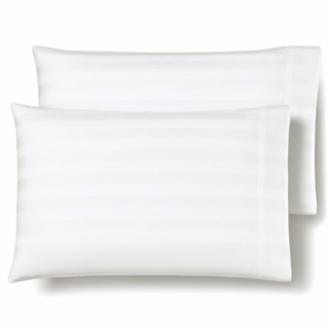 Pillowcases White 100% Cotton Stripe 2 Pack King, Queen and Standard Size
